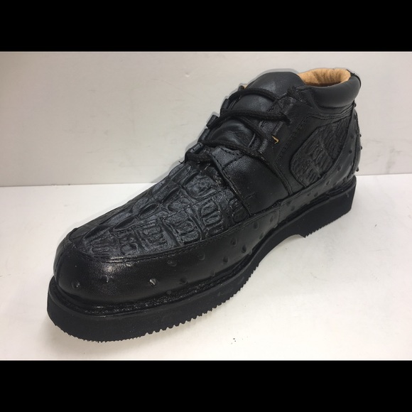 Men’s Crocodile/Ostrich Print Leather Shoes - Picture 3 of 6
